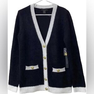 Tahari black/white cardigan